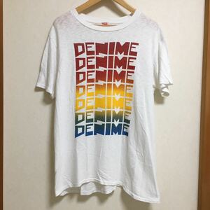 送料込 米国製 ドゥニーム？ ゴツナイキ風 プリントT Lサイズ サイズ大きめ USED denime Tシャツ 半袖 アメカジ 古着 made in USA