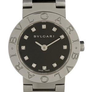 ブルガリ BVLGARI ブルガリ ブルガリ 12Pダイヤ BB23SS 腕時計 SS ダイヤモンド クォーツ ブラック レディース 【中古】