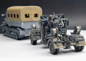 ＊精密＊完成品モデル 1/72 ドイツ軍 88 砲 + ヴォロシロフ重砲牽引トレーラー