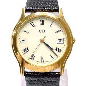 クリスチャンディオール Christian Dior 腕時計 3004 ステンレススチール/レザー ゴールド クオーツ ラウンドフェイス