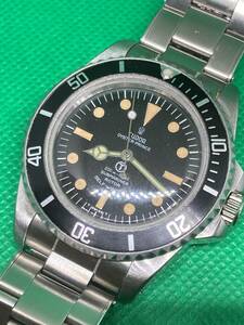 OH済 TUDOR チュードル サブマリーナ submariner Tマーク ノンデイト アンティーク 黒文字盤 小バラサブ ref.7928