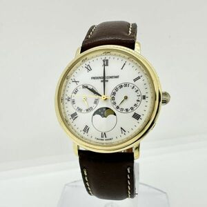 2772 FREDERIQUE CONSTANT フレデリックコンスタント GP 革 ムーンフェイズ 35mm 1048463 クォーツ ホワイト文字盤 稼働品