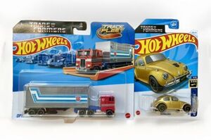 2024 Hot Wheels - Track Fleet - Optimus Prime Transformers And Bumblebee (Gold) 海外 即決