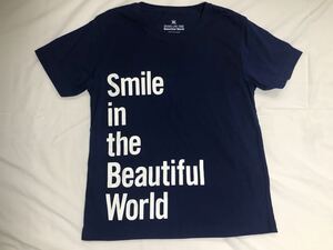 送料無料 中古 良品 嵐 Tシャツ ネイビー Fサイズ 「ARASHI LIVE TOUR Beautiful World」衣類 グッズ