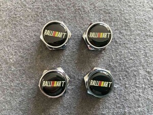 ★三菱 RALLI ART★108★ ナンバープレート ボルトキャップ カバー 盗難防止ねじ 4個セット ドレスアップ ネジ ステンレス製