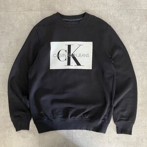 ●人気 Calvin Klein JEANS カルバンクライン ジーンズ ロゴプリント スウェット クルーネック/トレーナー/size(S)/ブラック/メンズ