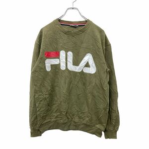 FILA ロゴスウェット トレーナー Sサイズ フィラ バックプリント グリーン 古着卸 アメリカ仕入 t2406-3743