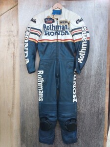 ◆ロスマンズ つなぎ レーシングスーツ◆Rothmans ホンダ HONDA RACING 当時物 走り屋 革ツナギ バイクつなぎ♪2F-31029カナ