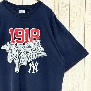 00s GILDAN ギルダン MLB NewYork Yankees ニューヨーク・ヤンキース プリント Tシャツ XL メジャーリーグ USA古着 アメリカ古着