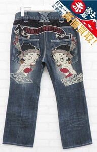 3P8398/インディアンモトサイクル×ベティブープ デニムパンツ BETTY BOOP