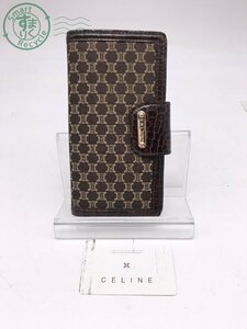 2406604843　＊ CELINE セリーヌ 財布 PP-ST-0087 キャンバス レザー ブラウン 茶 長財布 ウォレット 札入れ 二つ折り ブランド小物 中古