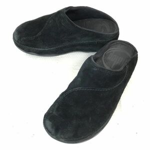 フィットフロップ/fitflop★スエード/オールシーズン/サンダル/スリッポンシューズ【39/24.0-24.5/黒/BLACK】Shoes◆Q-240