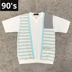 90s knit 半袖ニットT archiveデザイナー y2kヴィンテージ古着