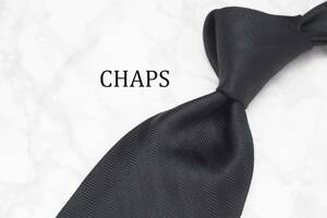 【美品】CHAPS チャップス A-368 黒 ブラック ブランド ネクタイ 良品 古着 卸 USED オールド SILK ラルフ