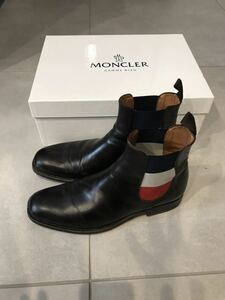 MONCLER GAMME BLUE モンクレール ガムブルー トリコロール レザーサイドゴアブーツ サイズ41 ダークブラウン トムブラウンダウン