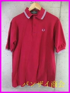 4060b5◆ヴィンテージ◆イギリス製◆FRED PERRY フレッドペリー 襟ライン 半袖ポロシャツ S/ジャケット/Tシャツ/コート/オールド/英国製