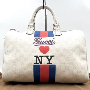 《超希少》NY限定GUCCI グッチ シェリーラインGGスプリーム ハンドバッグ ミニボストンバッグ アイボリー 保存袋