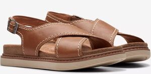 送料無料 Clarks 24cm ストラップ コンフォート サンダル ブラウン レザー ストラップ ローファー パンプス スニーカー RRR132