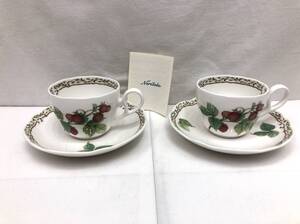 Noritake ノリタケ オーチャードガーデン ROYAL ORCHARD earthenware カップ&ソーサー ペア 2客 セット ホワイト地 果物柄 SS-257779