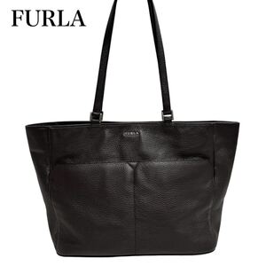 超美品！FURLA フルラ　レザー　トートバッグ　ショルダーバッグ　A4収納可能　肩がけ　ブラウン系