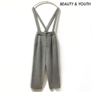 【送料無料】BEAUTY & YOUTH★サスペンダータックテーパードパンツ グレー ユナイテッドアローズ