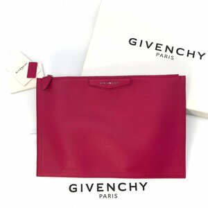 GIVENCHY ジバンシー レザー ロゴ アンティゴナ クラッチ バッグ ピンク 未使用保管品 M7421