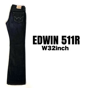 ★Boot Cut！濃色&Damage Design！★W32inch-81.28cm★EDWIN511 Lot No.0511R★