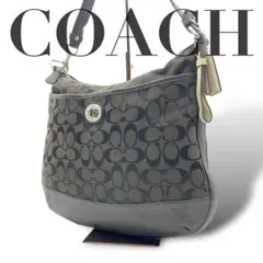 美品 3852 COACH コーチ ショルダーバッグ シグネチャー ブラック