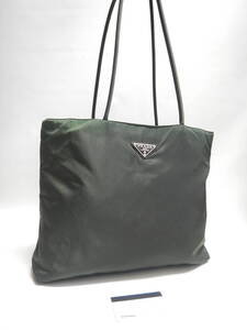 美品■PRADA プラダ B4681 テスートナイロン ハンドバッグ トートバッグ ショルダー 肩掛け レディース グリーン系■ 