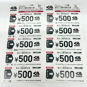 【大黒屋】くら寿司 送料無料 5000円分 株主優待券 500円×10枚 2025年6月末日 1円 KURA 優待割引券