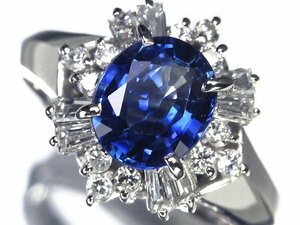 KV13020SS【1円～】新品仕上【RK宝石】《Sapphire》鮮やかブルー! 極上サファイア 大粒1.289ct 極上ダイヤモンド Pt900 高級リング ダイヤ