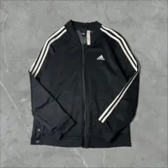 adidas アディダス ノーカラー サイドボタン トラックジャケット L 黒