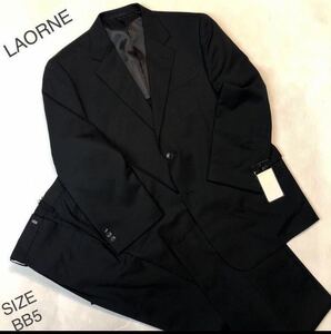 ★新品★未使用【コスパ格別】LAORNE フォーマル礼服　冠婚葬祭　漆黒　2釦シングルスーツ　上下セット　サイズBB5 アジャスター付き 限定