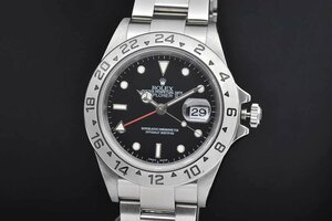 ロレックス 16570 オイスターパーペチュアル エクスプローラー2 ブラック メンズ GMT SS オートマ 3185 EX2 D番 黒文字盤【OH済】