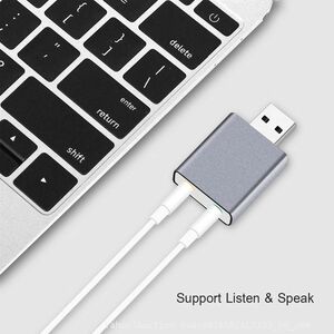 追跡あり USB サウンドカード スピーカー出力 & マイク入力 音声 サウンド ポケット ポータブル 小型 ノート パソコン (p0