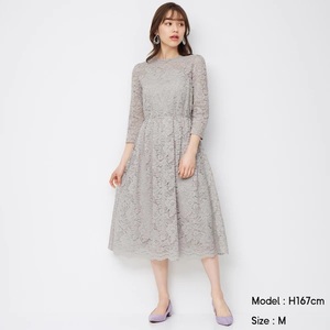 【新品・未開封】『レースワンピース(7分袖)Z+X』(Mサイズ) ライトグリーン GU(ジーユー) 夏服【定価2,990円】