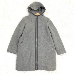 UNITED ARROWS ユナイテッドアローズ ロングコート フード付き グレー キュブラ レディース 38 YA8354