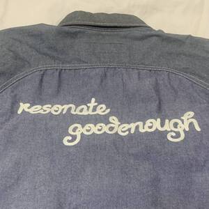 RESONATE GOODENOUGH! 背ロゴ! ビッグ・ロゴ! 長袖シャツ! ラグラン! リゾネイト! グッドイナフ! Wポケット! 切替! SIZE M