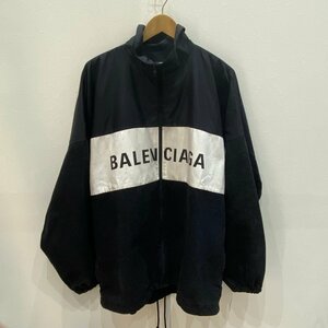 BALENCIAGA バレンシアガ 19AW デニム切り替え ロゴ ポプリン ブルゾン 529213 ブラック 34 中古品