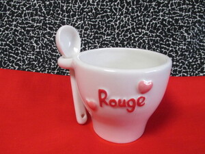 ★可愛い！CA-66　陶器　エスプレッソカップ　スプーン付きコーヒーカップ　砂糖入れ　Rouge　ルージュ　ハート　ピンク　新品美品