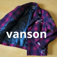 vanson 赤と黒のチェック ライダースジャケット Lサイズ