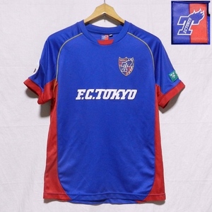 F.C.TOKYO FC東京 2009 オフィシャル スポンサー ワッペン ロゴ ラグラン Tシャツ スポーツウェア ゲームシャツ 青 赤 M 美品