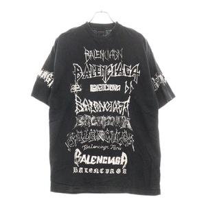 BALENCIAGA バレンシアガ 24SS DIY METAL オーバーサイズ メタルロゴプリント 半袖Tシャツ カットソー ブラック 641675 TPV03