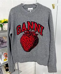 ❥(^_-)【GANNI/ガニー】 レディース ロゴ ニット セーター グレー イチゴ