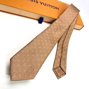 ★未使用級／希少★LOUIS VUITTON ルイヴィトン クラヴァット・モノグラム ジャスパー 7CM ベージュ ネクタイ ジャガード織り M77844