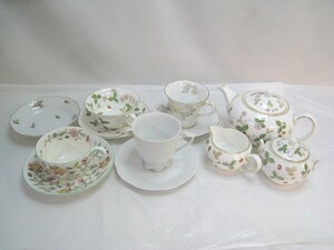 1000円スタート ティーセットまとめ 12点 WEDGWOOD ワイルドストロベリー/MINTON ハドンホール/HUTSCHEREUTHER ヴィクトリア等 11 K①606