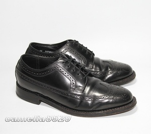 フローシャイム FLORSHEIM VARSITY ロング ウィングチップ メンズシューズ 75919 ブラック 本革 6 EE 約24～24.5cm アメリカ製 中古 美品