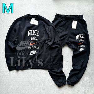 新品　NIKE上下セットアップ　Ｍ　ブラックオレンジ　黒　ナイキ　送料無料　スウォッシュswoosh FN2611 FN2644