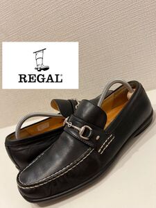 ★REGAL CLUB★リーガル★ビットローファー★レザーシューズ★革靴★ビジネスシューズ★スリッポン★ブラック×シルバー金具★黒★24.5cm★