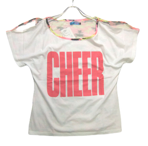 CHEER チアー レディース ロゴプリント カモフラ柄 Tシャツ フレンチスリーブ White Mサイズ CX522604 1点限り